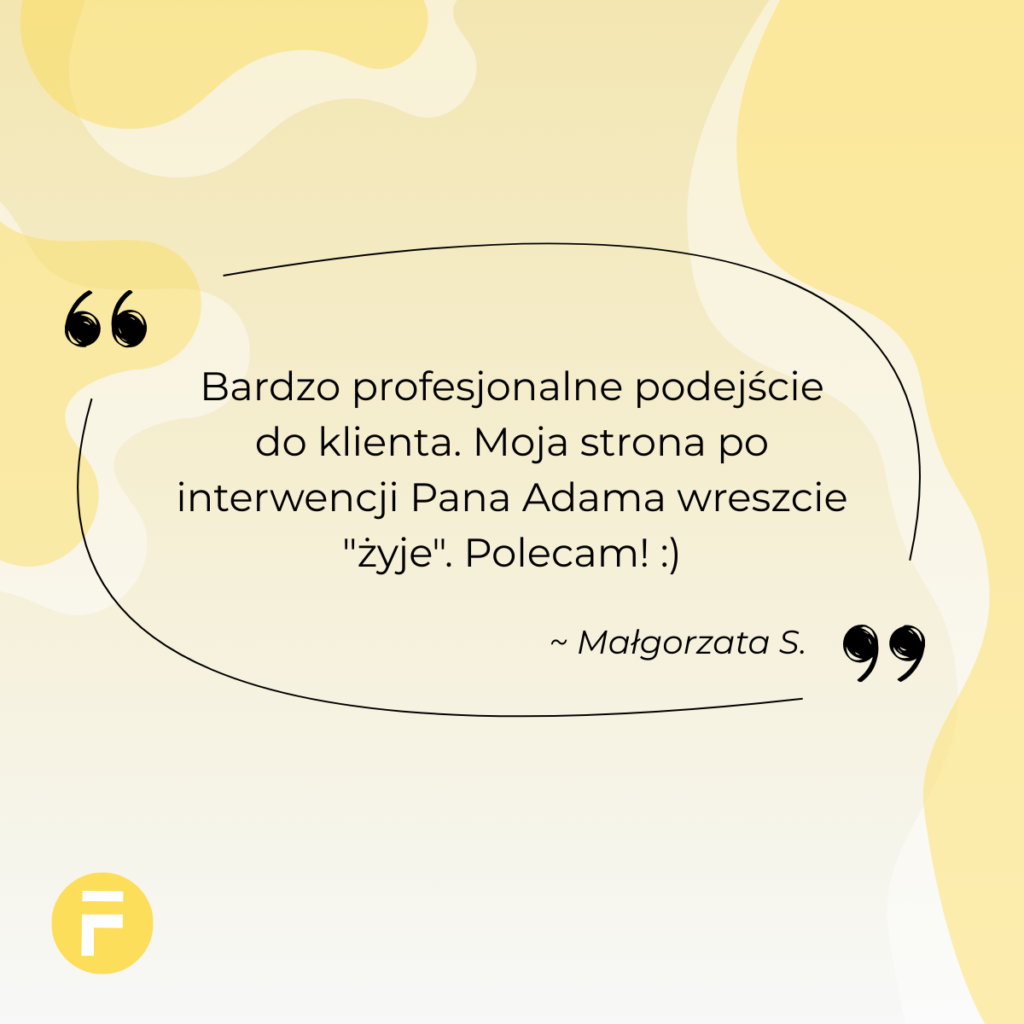 Fibinco Adam Maichrzik opinia pozycjonowanie Małgorzata S