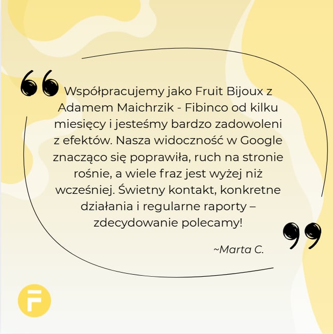 Opinia na temat efektów SEO fibinco od Marty C.